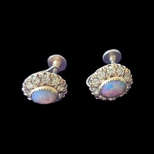 Vintage Opal Screw Back Earrings